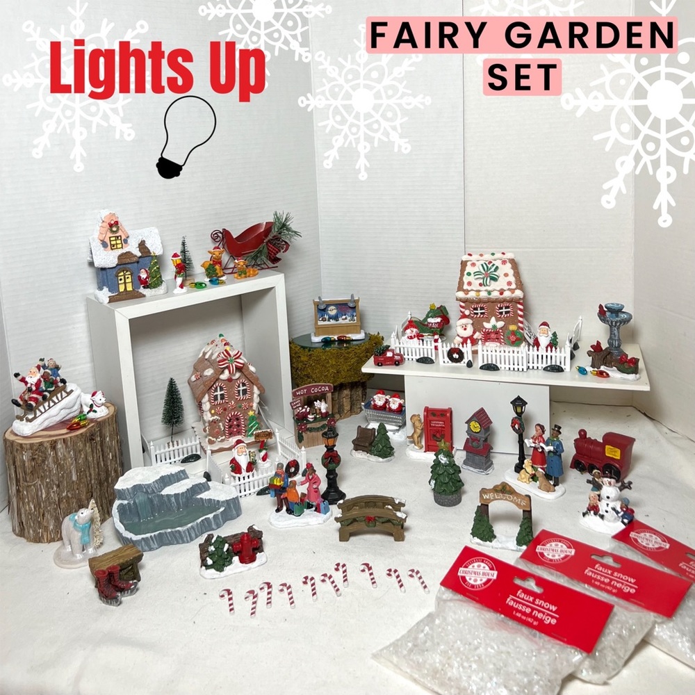 LIGHT UP CHRISTMAS TOWN FAIRY GARDEN GIFT SET